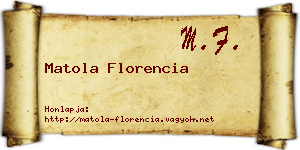 Matola Florencia névjegykártya